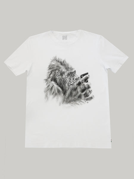 T-Shirt Uomo Girocollo Selfie Gorilla